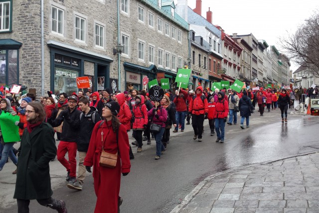 Marching through beautiful Old Quebec.