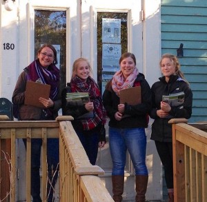 From the left, Karyn, Pascale, Olivia and Michelle leaving Conserver House for another evening of surveying
