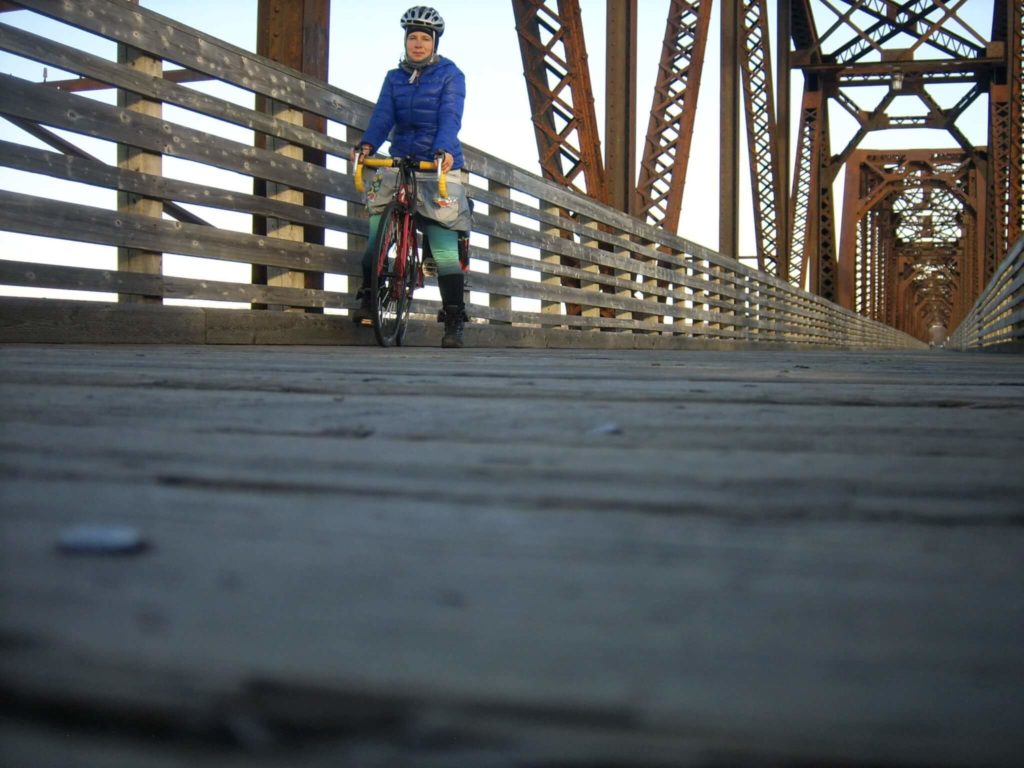 Justine out for a November bike ride in Fredericton