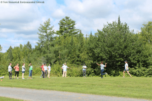 Participants flap their “wings” and flail their limbs during the Wetland Values relay!