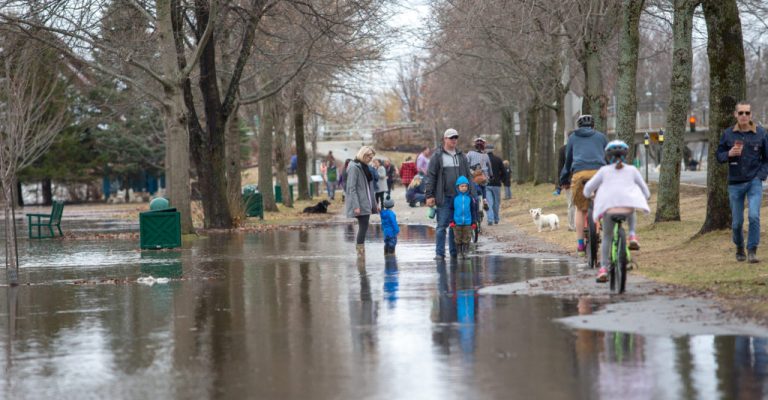 Flooding along the Wolastoq (St. John) River in Fredericton in April 2019. Photo: James West for the Conservation Council